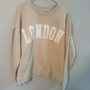 SCOTCH & SODA Women's Crewneck Sweatshirt LONDON Tan & White Size XL COTTON